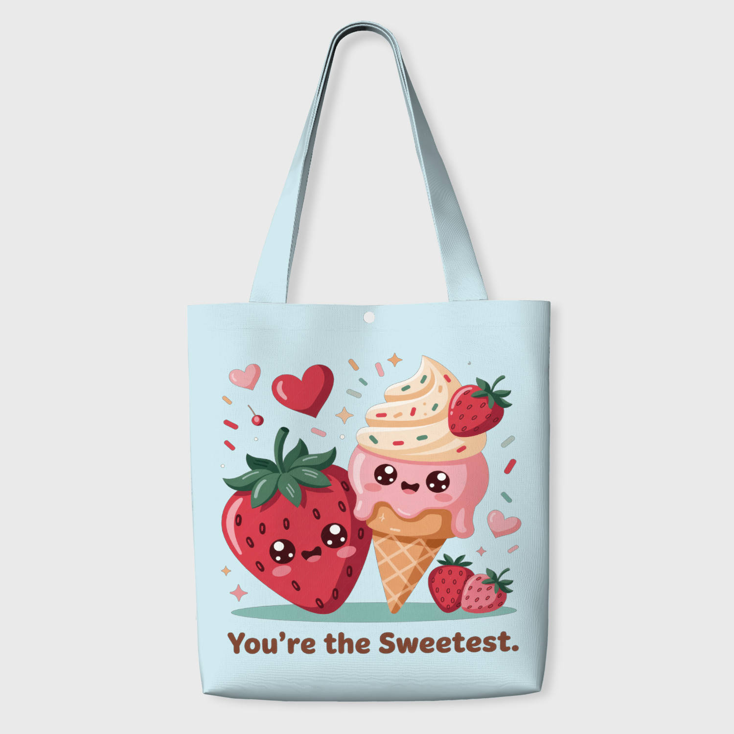 Kawaii Strawberry Ice Cream Tote Bag for Her Gift Daily Use