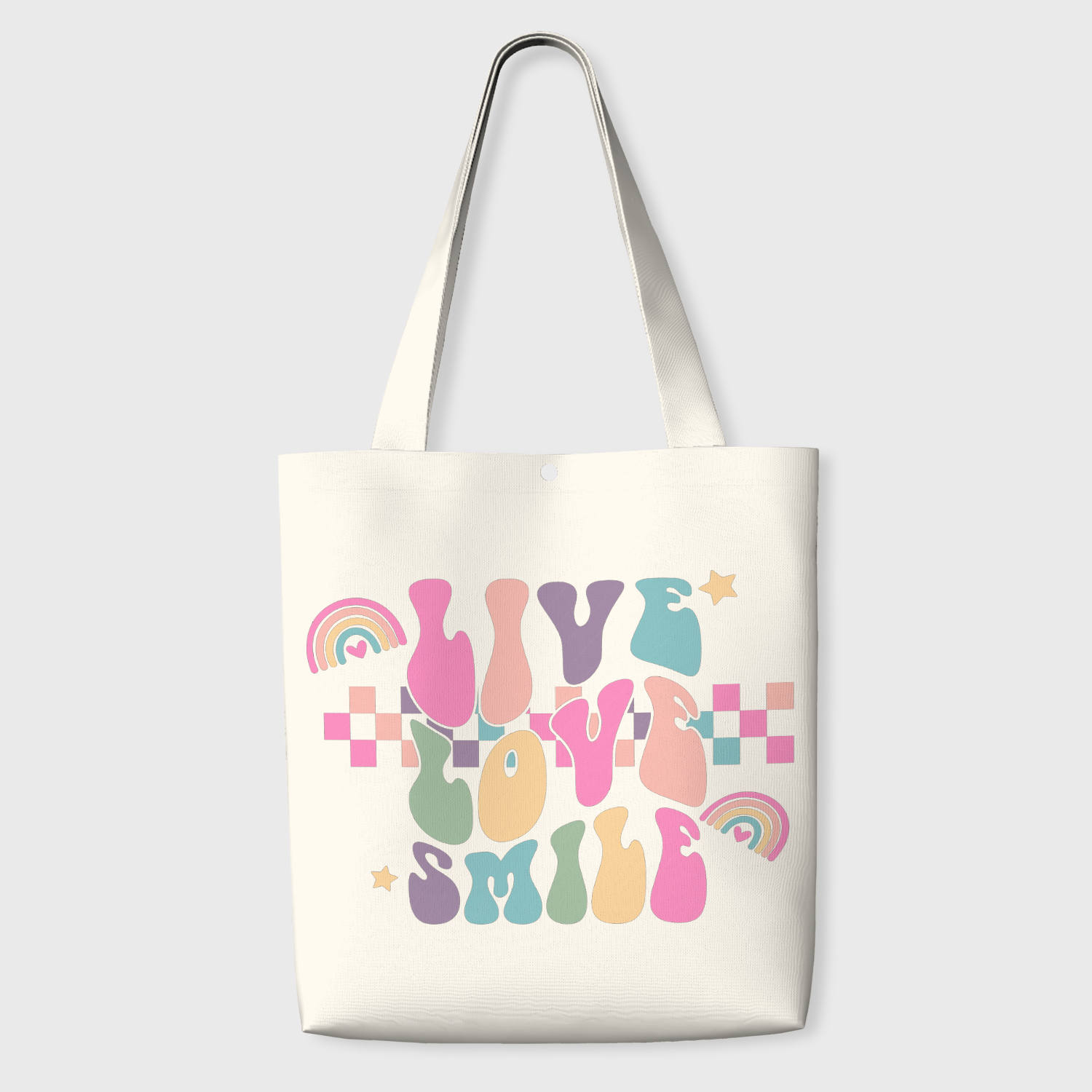 Groovy Live Love Smile Tote Bag for Her Daily Use Gift