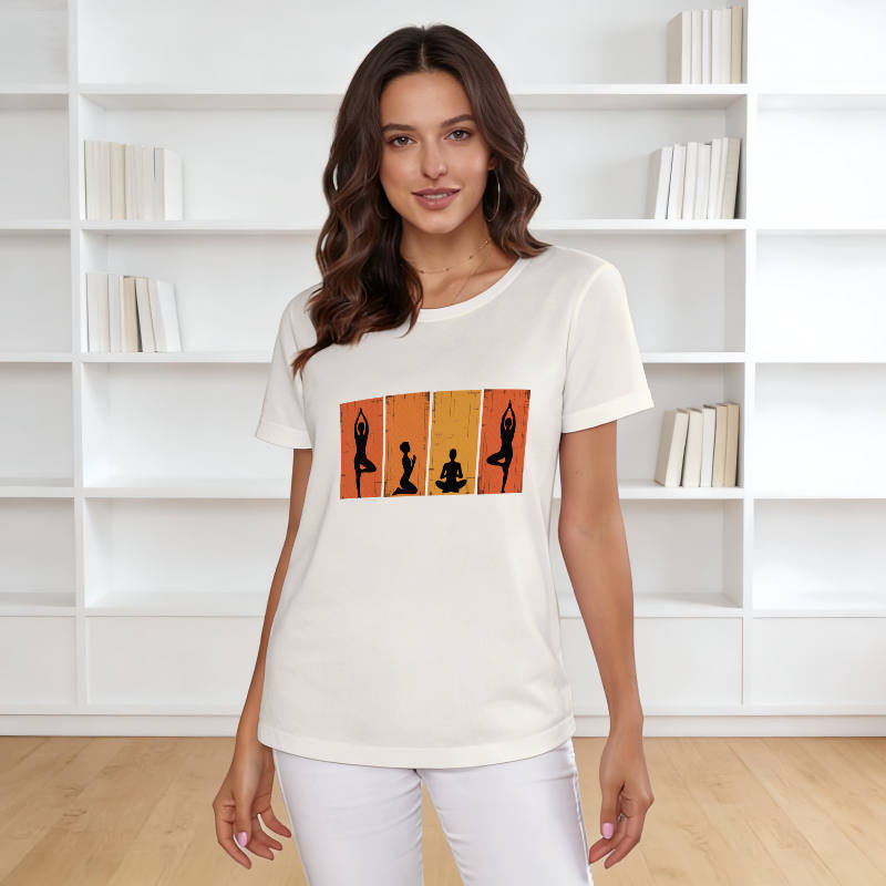Yoga Pose Graphic Crew Neck T-Shirt for Yoga Lovers