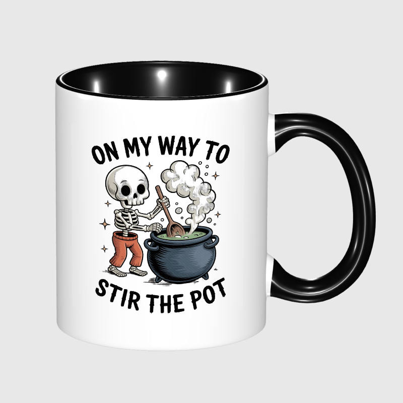 Funny Stir The Pot Skeleton Mug for Friends Halloween Gift