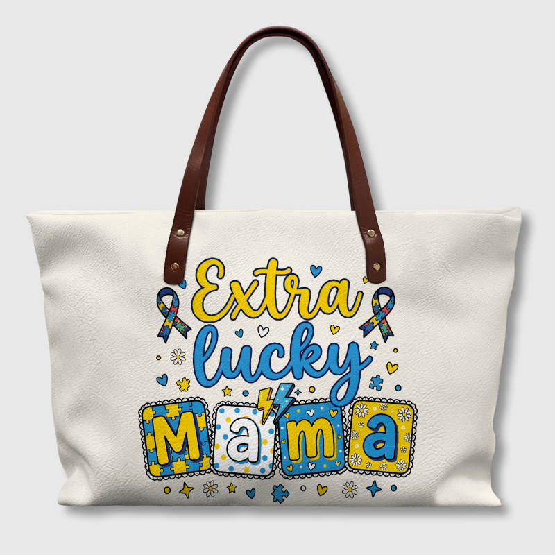 Extra Lucky Mama Autism Tote Bag for Moms Daily Use