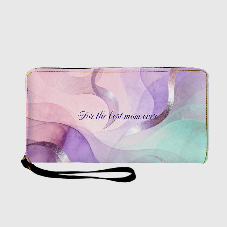 Custom Pastel Swirl Zip Wallet for Mom Gift