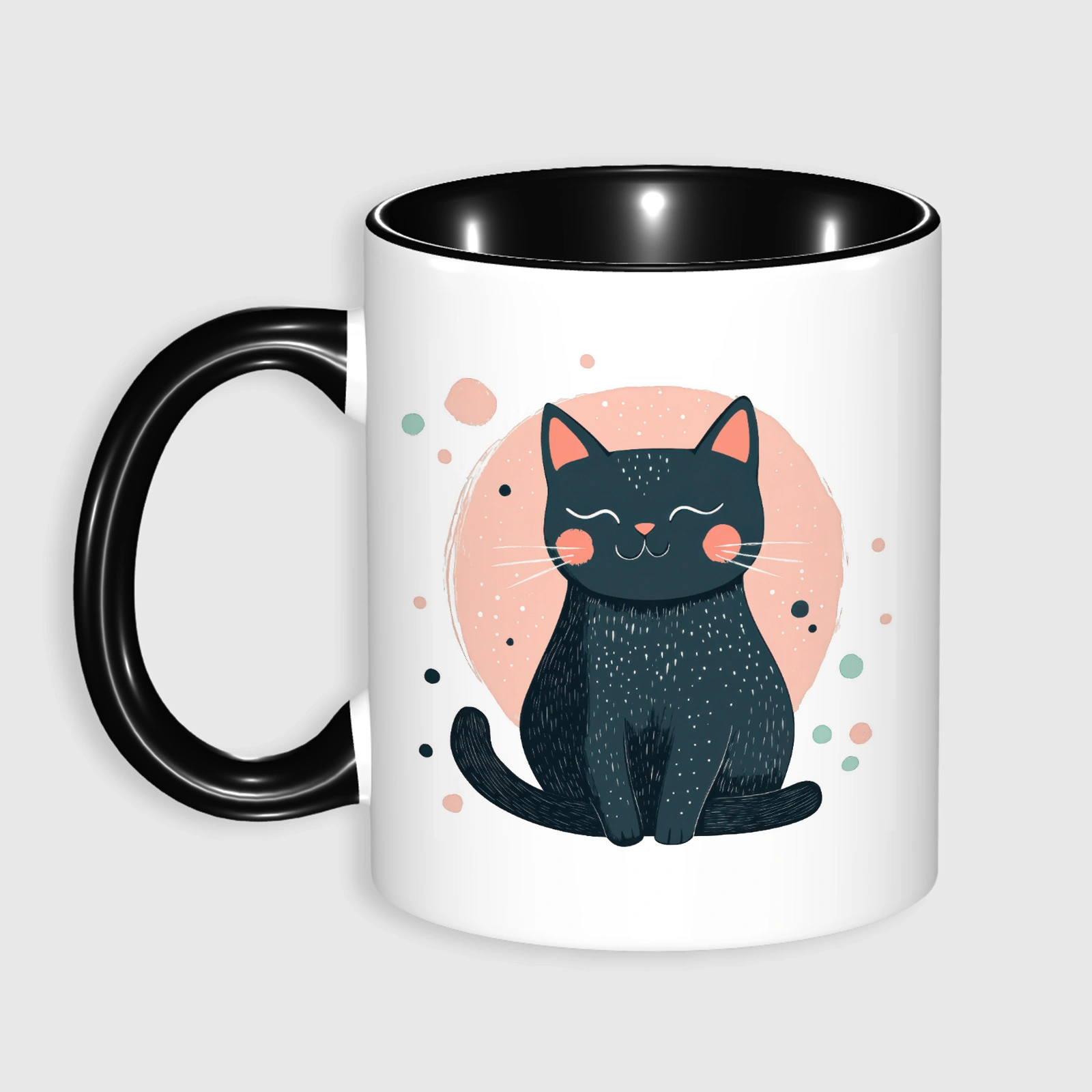 Cute Black Cat 11oz Accent Coffee Mug for Pet Lovers Gifts