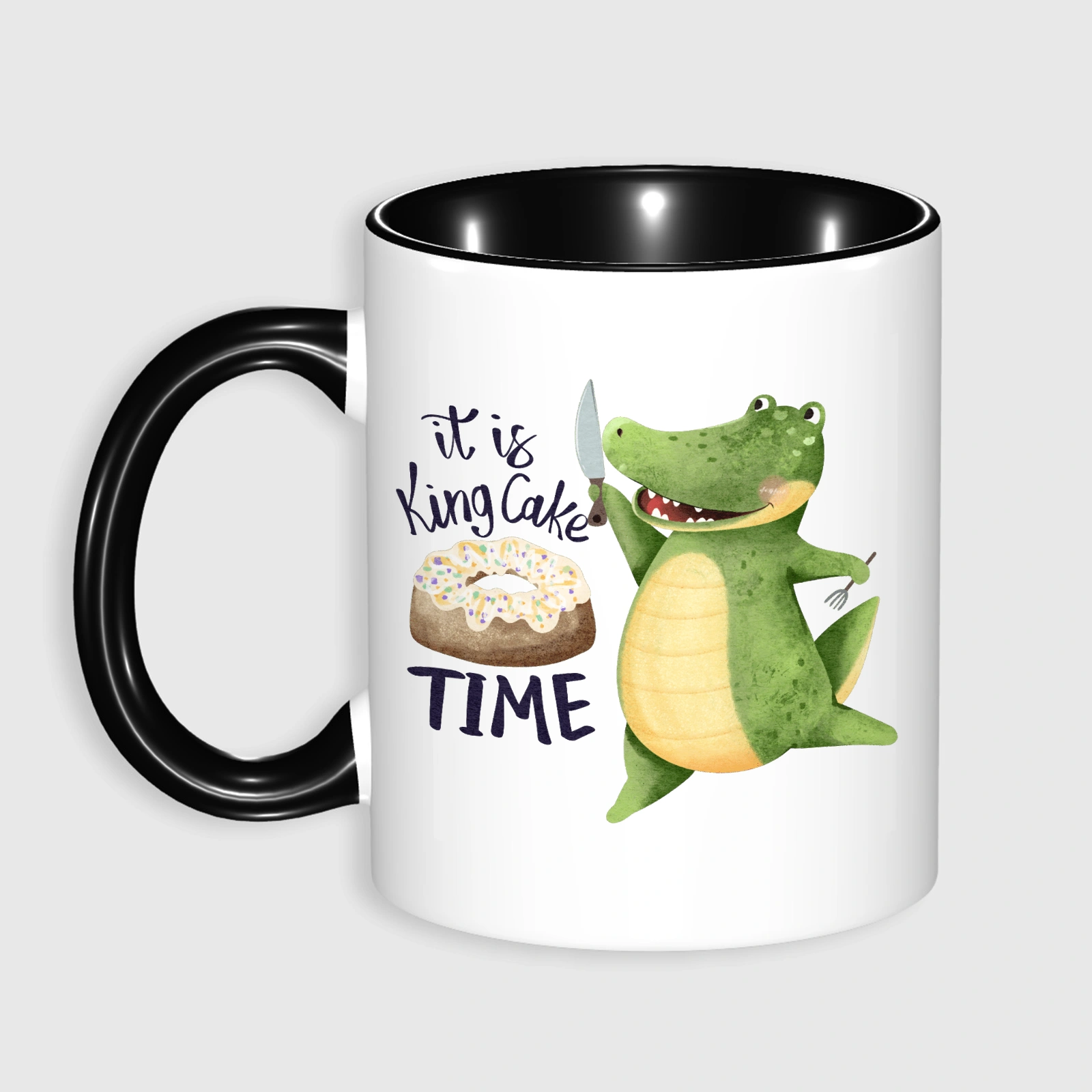 Cute Alligator King Cake Mug for Reptile Lovers