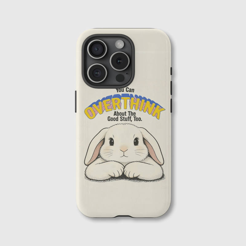 Cute Bunny Overthink Quote Magnetic iPhone Case Perfect for Birthday & Friendship Gifts