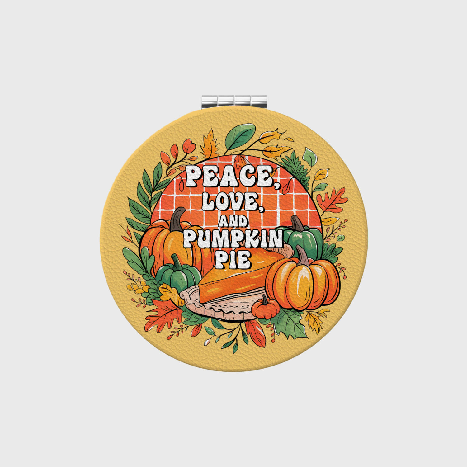 Peace Love Pumpkin Pie Pocket Mirror for Fall Gift