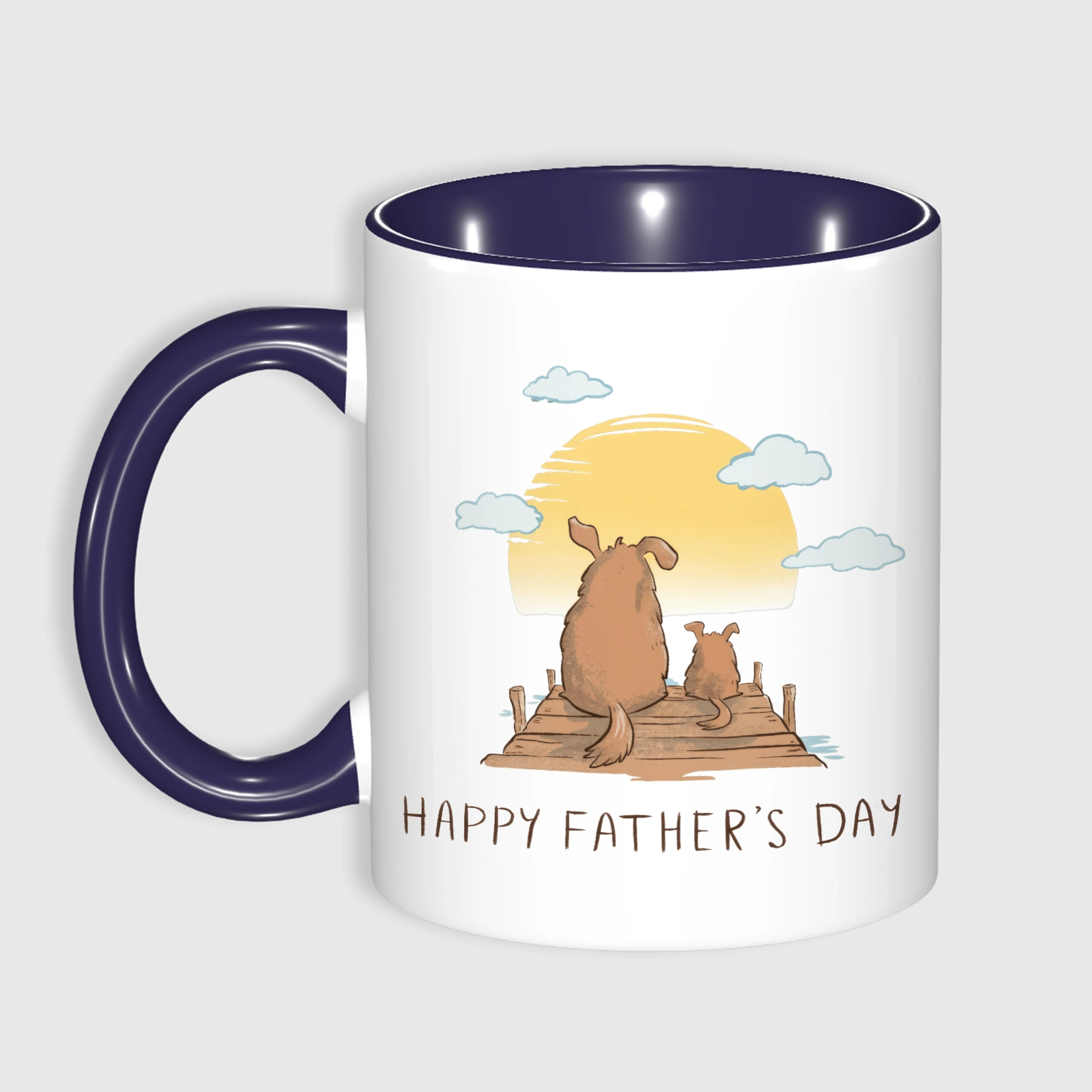 Dog Dad & Puppy Sunset Coffee Mug for Father's Day Gift