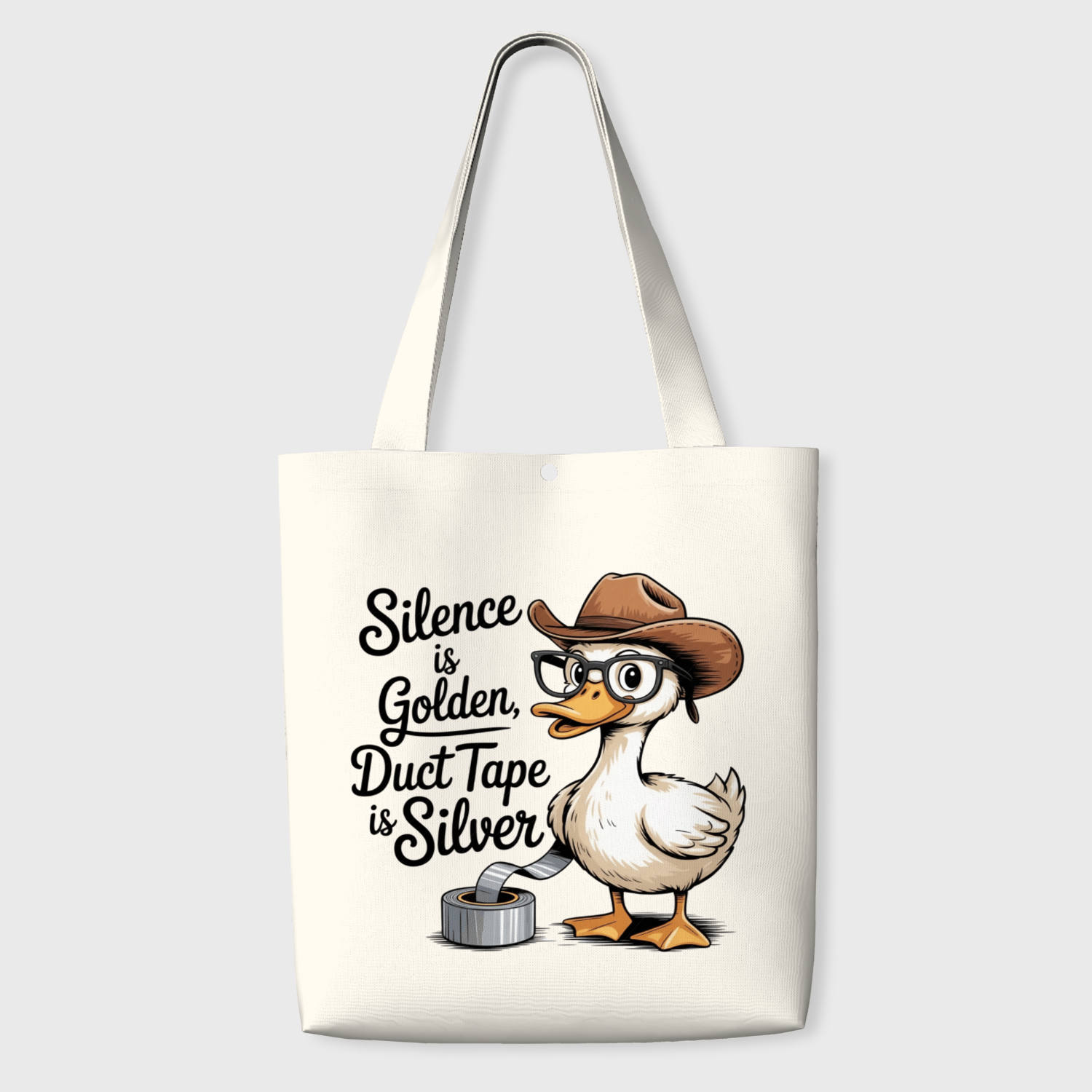 Funny Duck Quote Canvas Tote Bag for Pun Lovers Daily Use