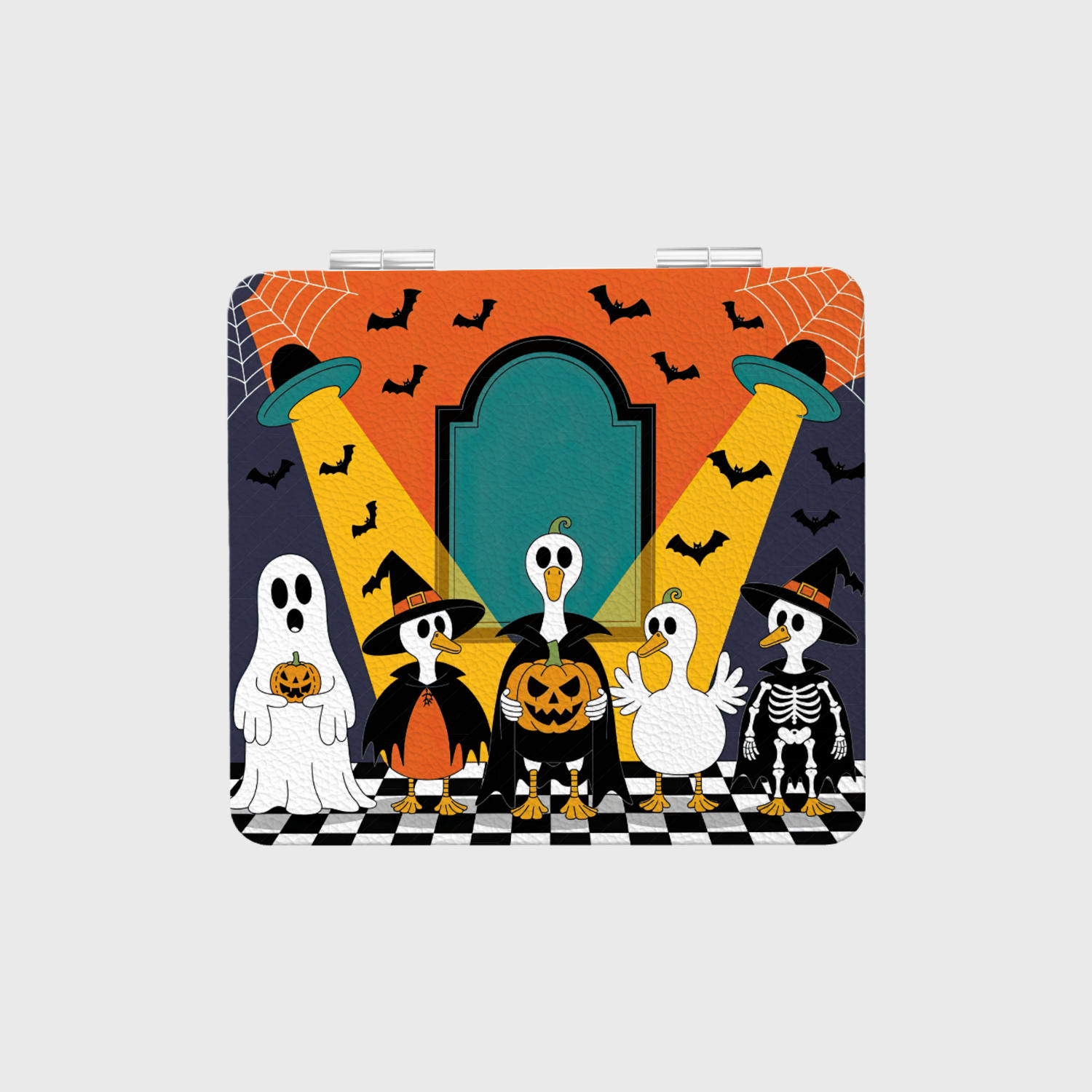 Halloween Cute Goose Print Square Pocket Makeup Mirror Perfect Holiday Gift for Her