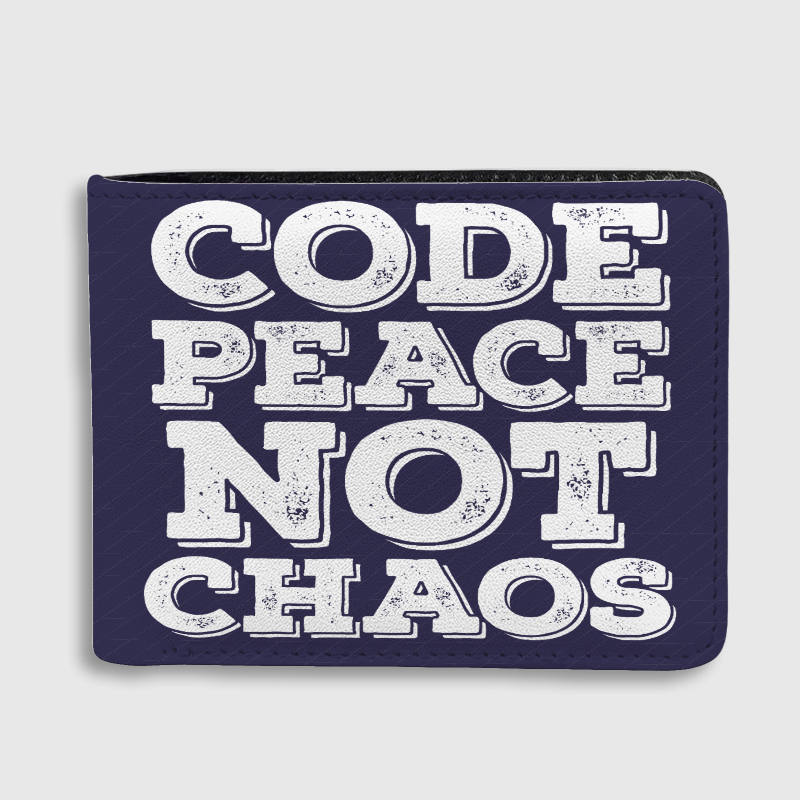 Code Peace Not Chaos Bifold Wallet for Programmers Coders Birthday Holiday Gift