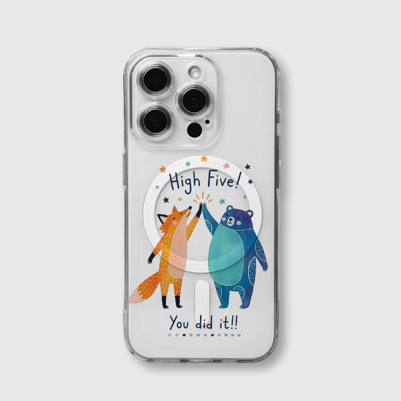 Cute Fox & Bear MagSafe Clear iPhone Case Perfect for Birthday Graduation Gifts