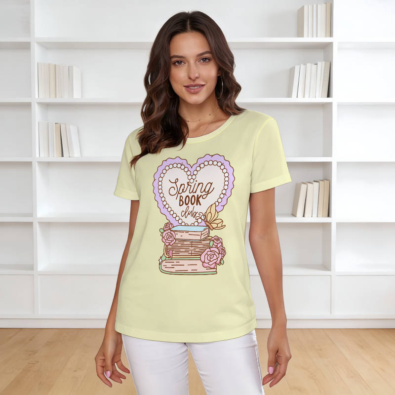 Spring Book Club Graphic T-Shirt for Book Lovers Daily Wear