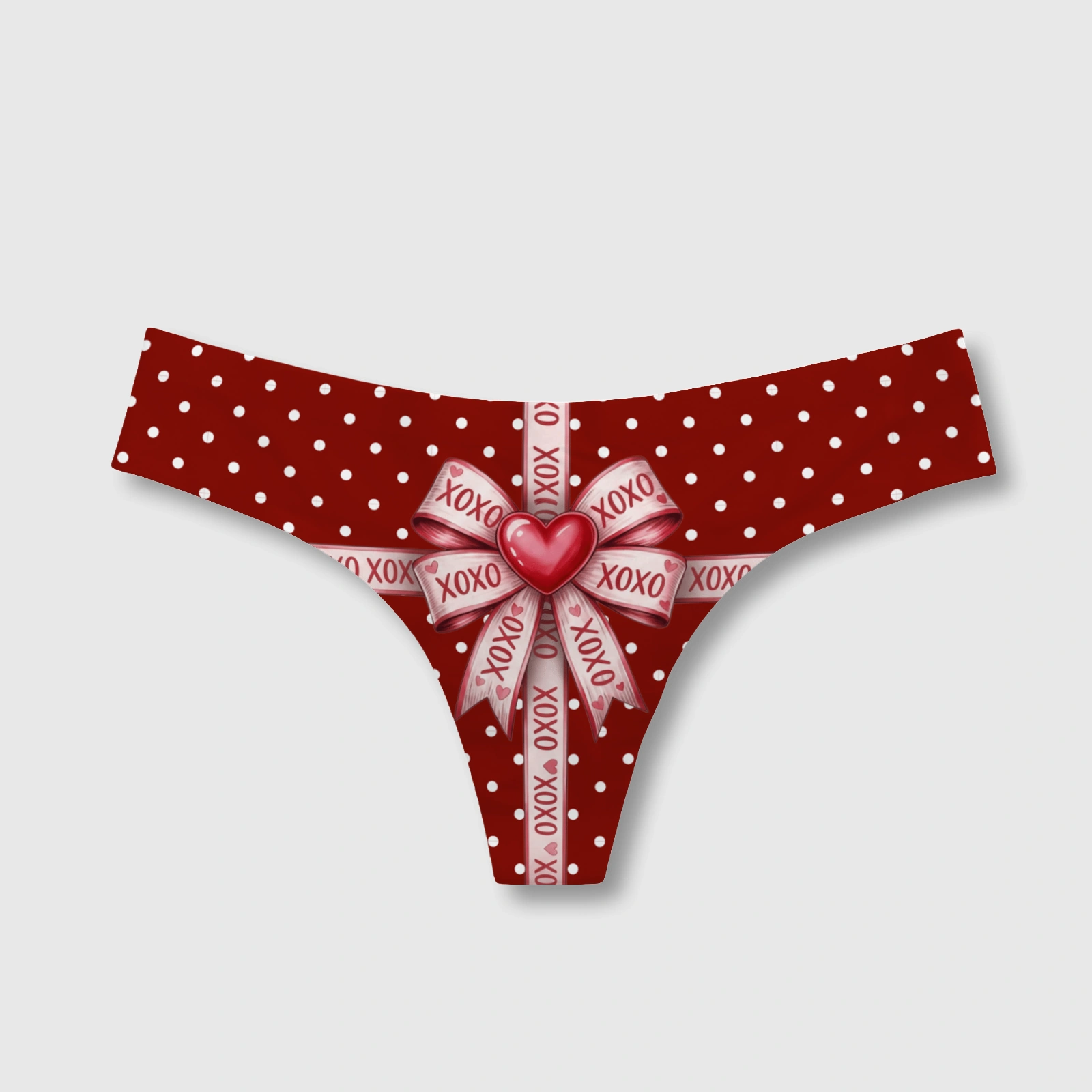 XOXO Heart Bow Seamless Thong for Women Valentine's Day Gift
