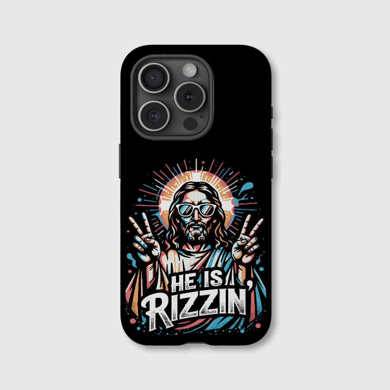 Funny He Is Rizzin' Jesus Phone Case for Christian Easter Gift