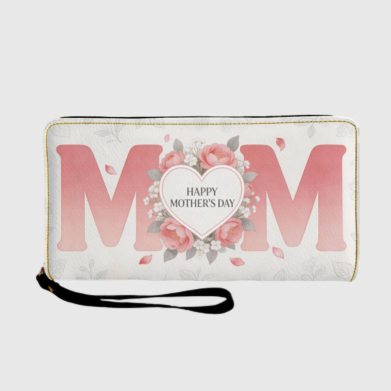 Floral MOM Zip Wristlet Wallet for Mom Mother's Day Gift