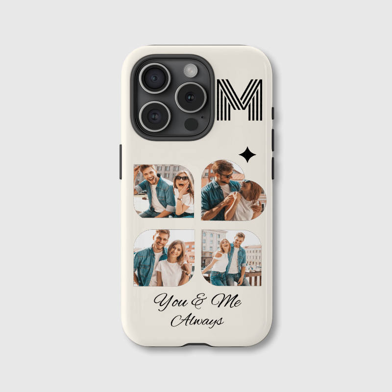 Custom Photo Monogram M Phone Case for Couples Anniversary Gift