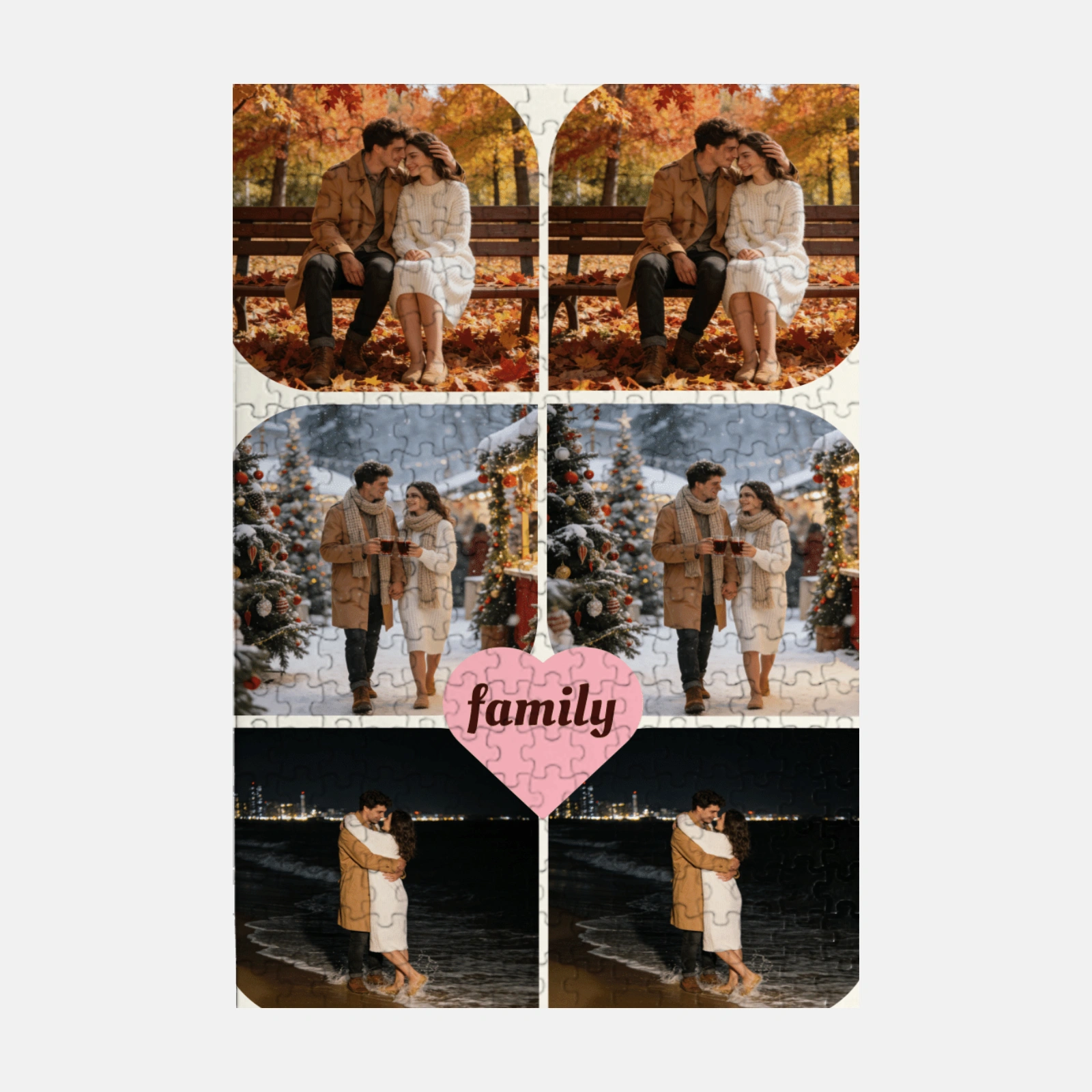 Custom Multi-Photo Collage Jigsaw Puzzle for Couples Anniversary Gift
