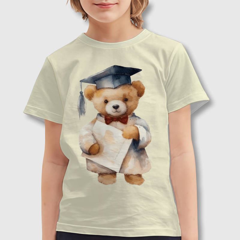 Watercolor Grad Teddy Kids T-Shirt for Grad Gifts
