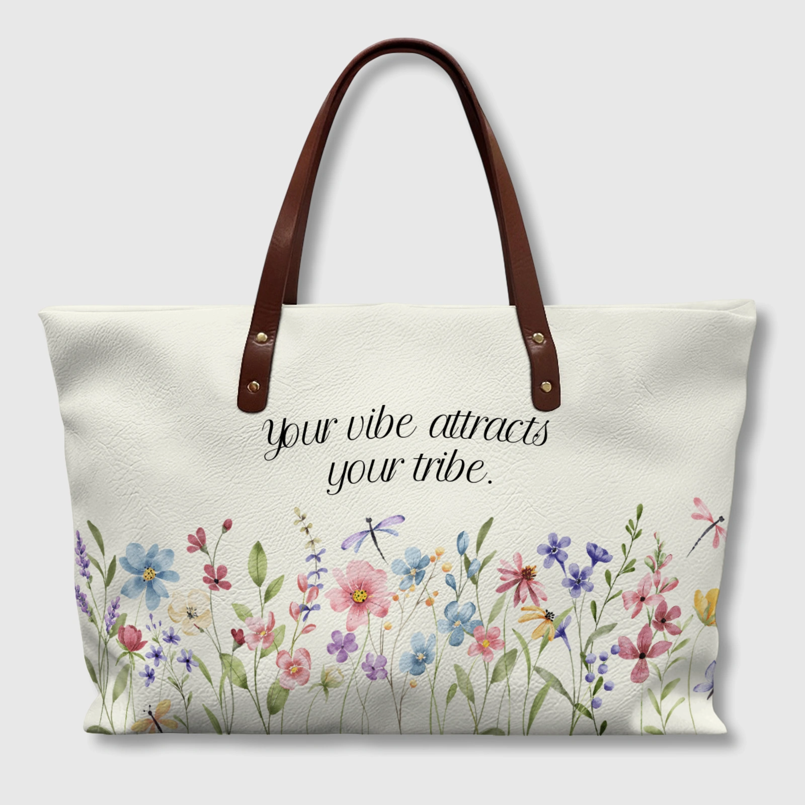 Customizable Wildflower Quote Tote Bag for Her Gift