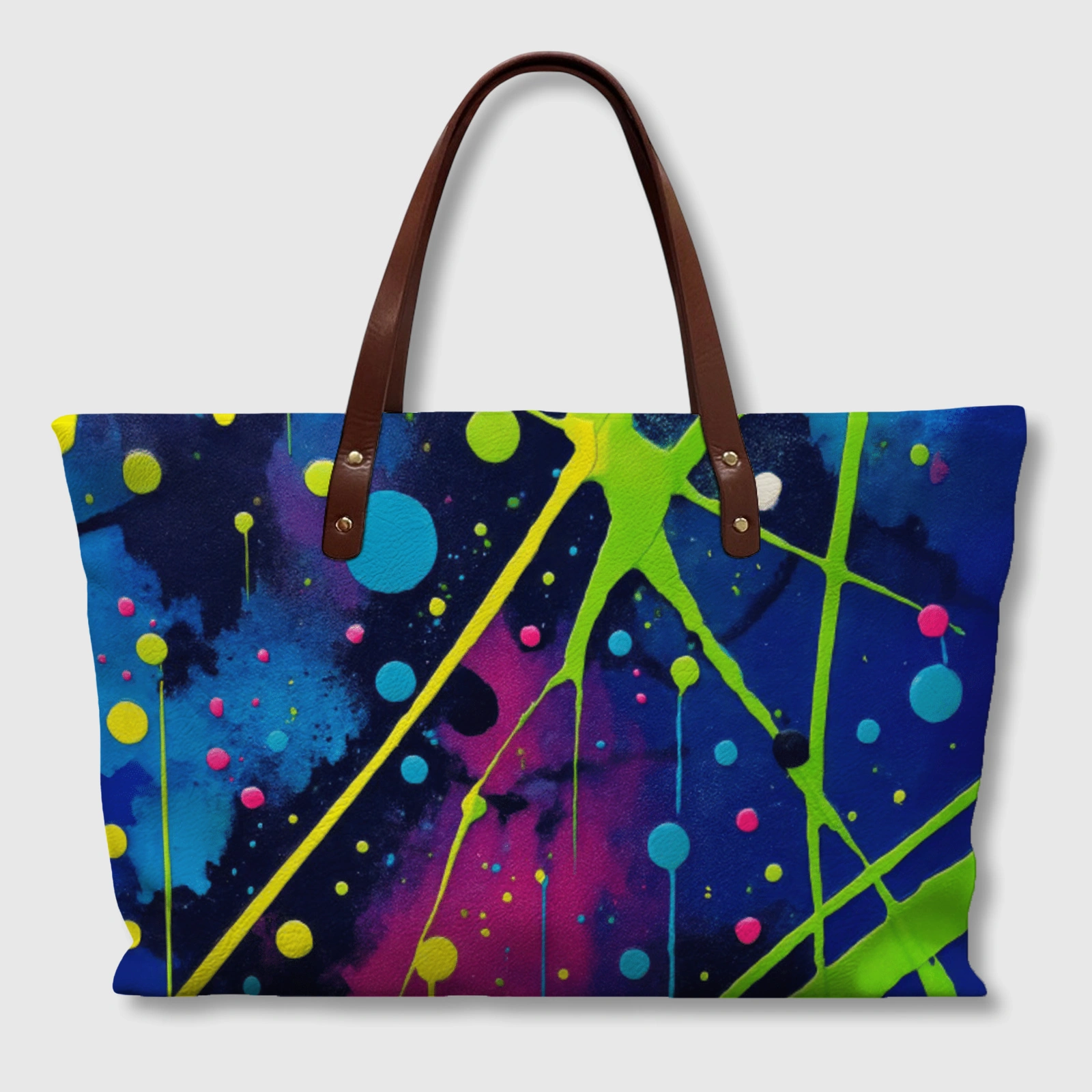 Neon Splatter Art Tote Bag for Art Lovers Daily Use
