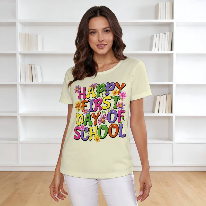 Floral First Day of School T-Shirt for Teachers Back to School
