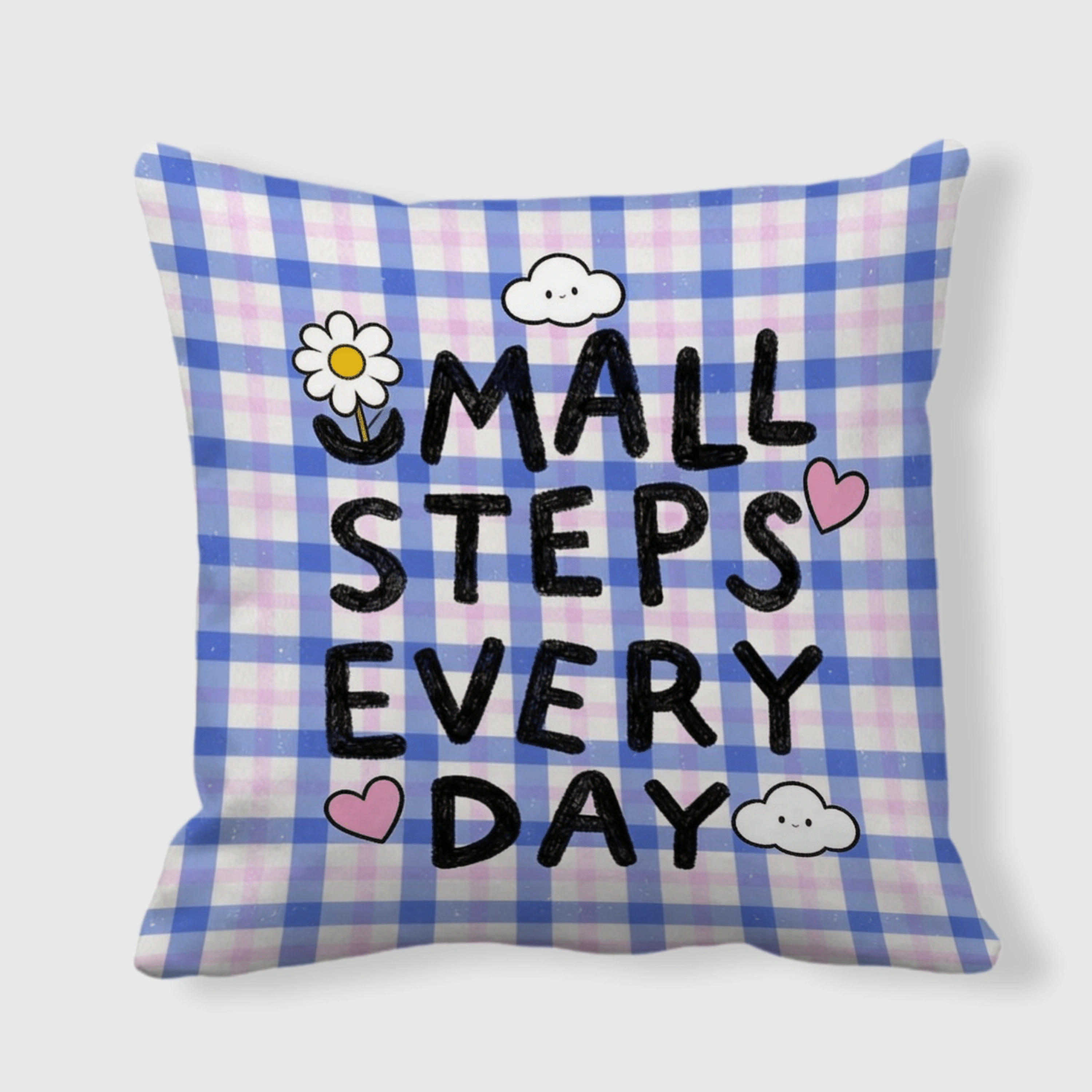 Custom 'Small Steps Every Day' Double-Sided Satin Pillow | Motivational Personalized Gift