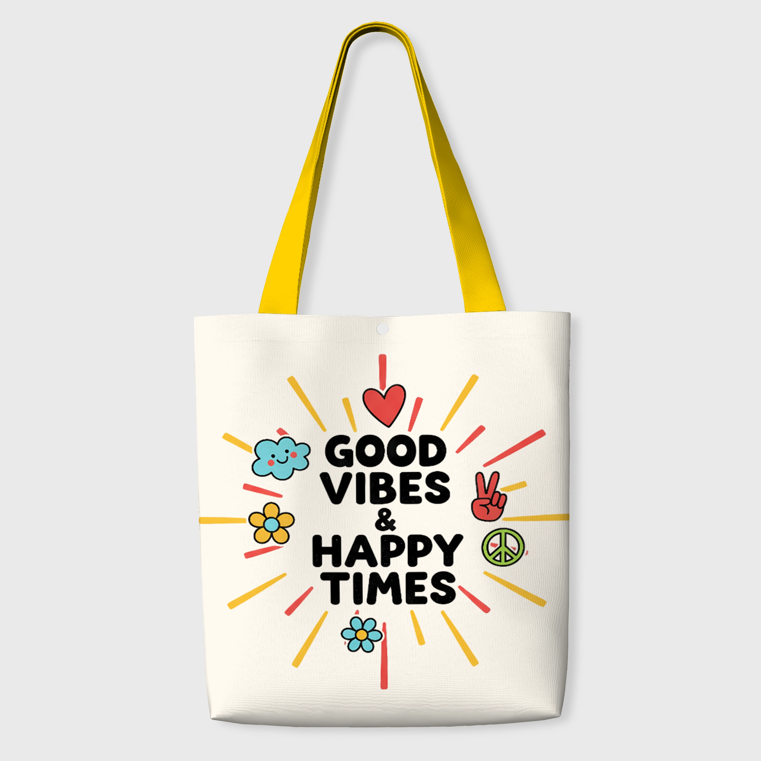 Good Vibes Happy Times Tote Bag for Daily Use & Gifts