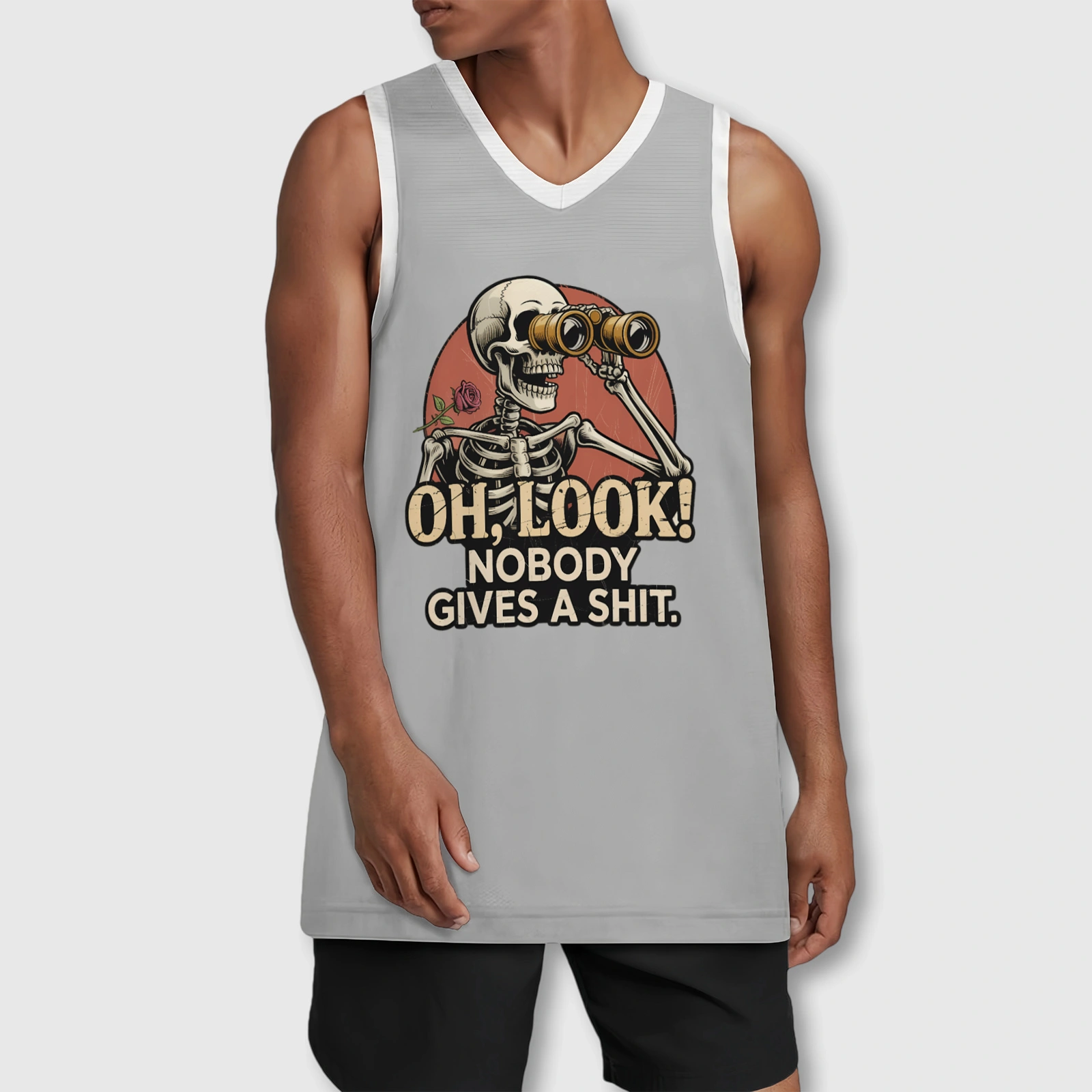 Sarcastic Skeleton Quote Basketball Jersey for Men Daily Wear
