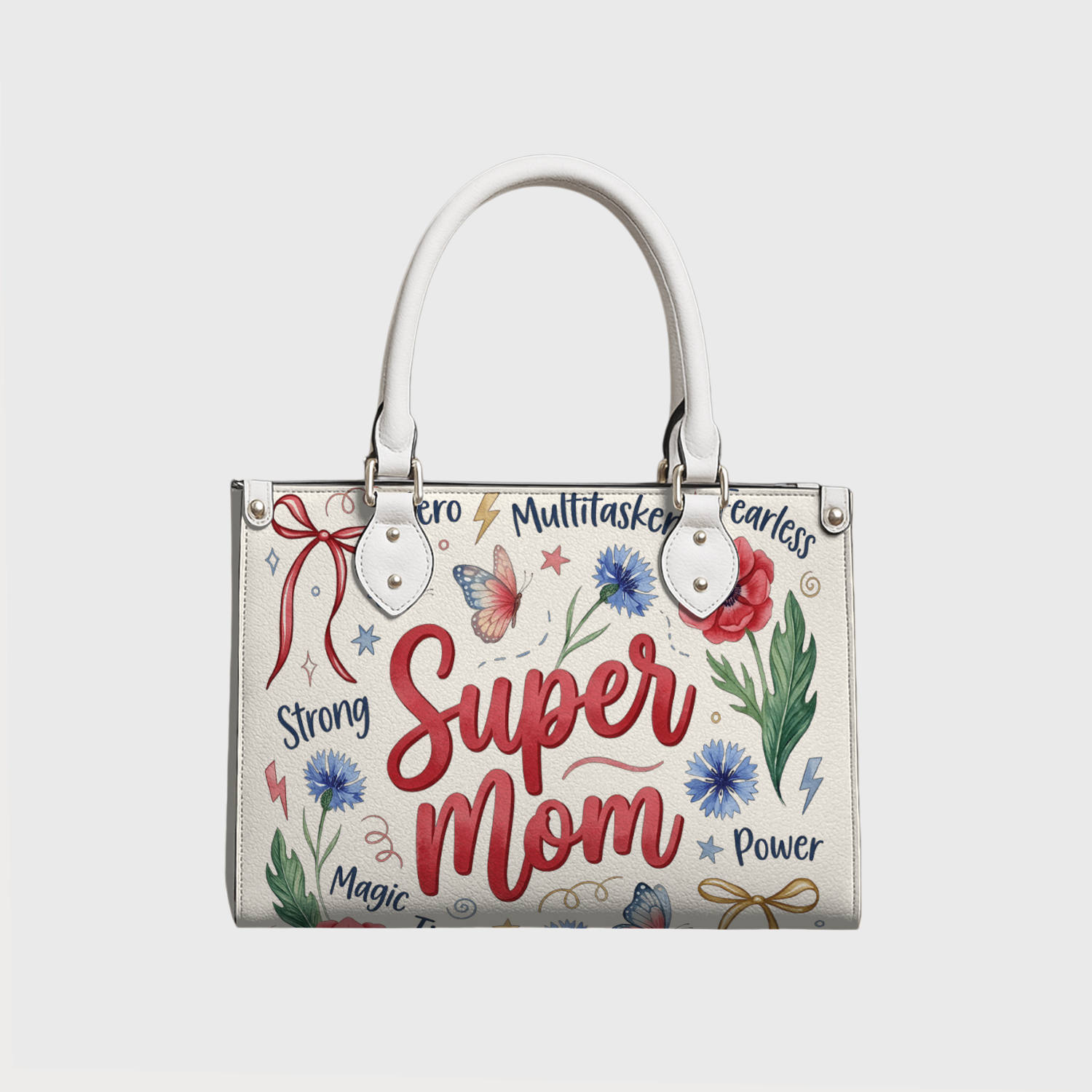 Super Mom Floral Leather Bag for Mom Mother's Day Gift