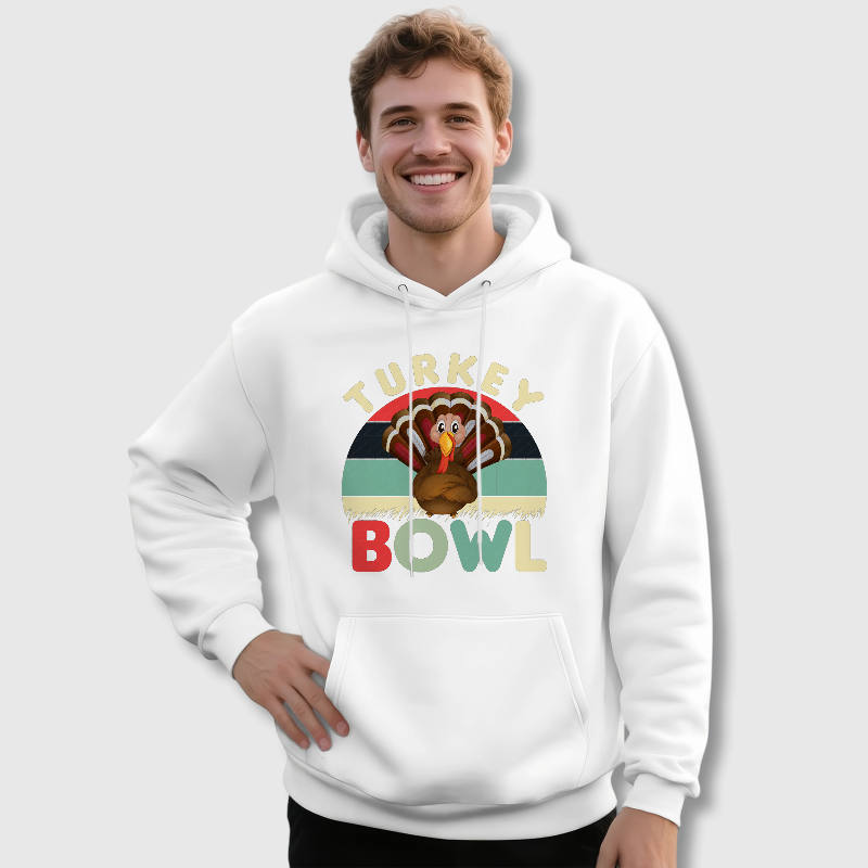 Turkey Bowl Graphic Hoodie for Men Thanksgiving Gift