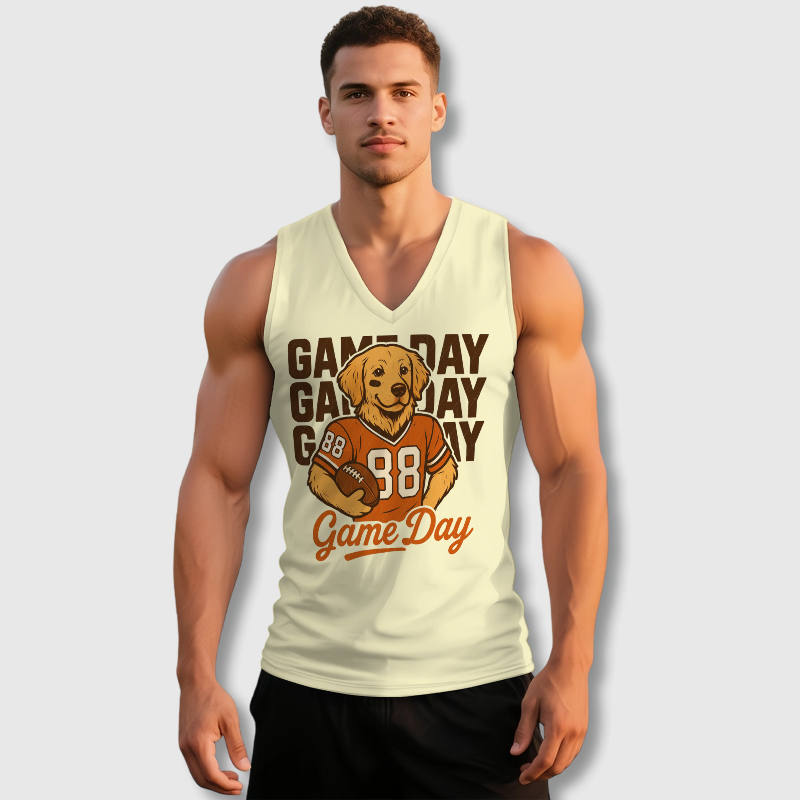 Golden Retriever Game Day V-Neck Tank for Pet & Sports Fans