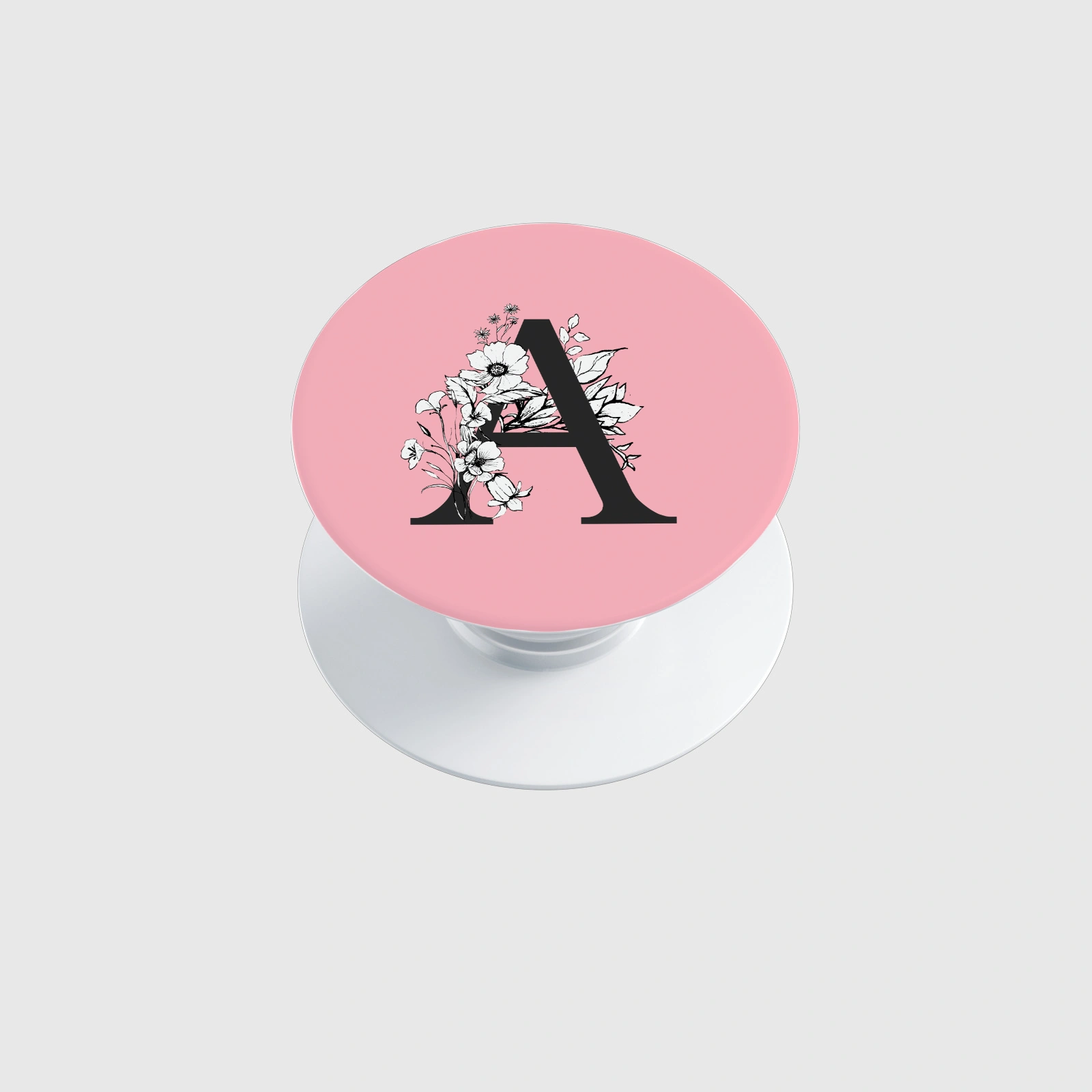 Floral Initial A Custom Phone Grip for Her Birthday Gift