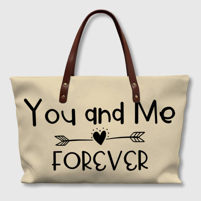 You and Me Forever PU Tote Bag for Couples Anniversary Gift