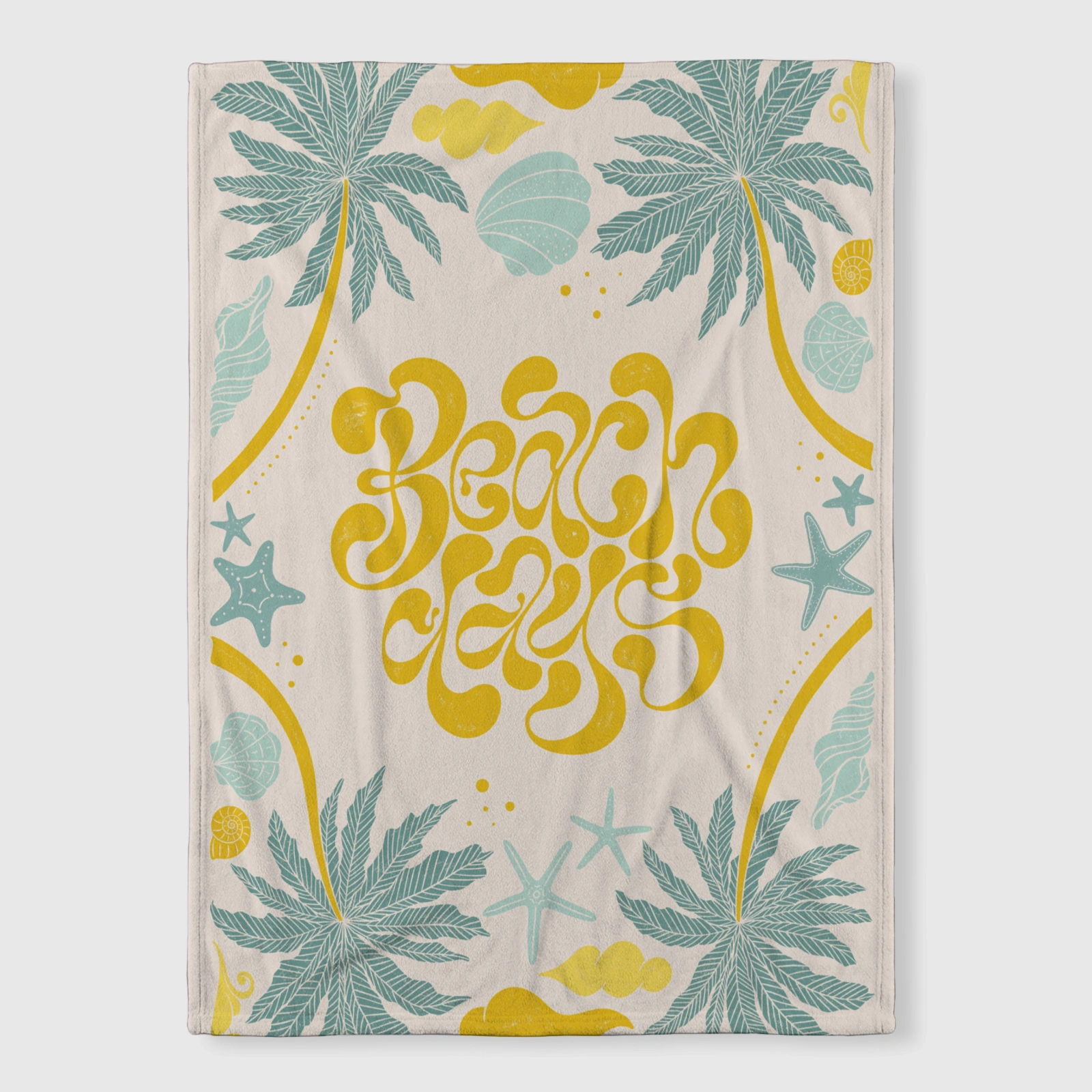 Retro Coastal Beach Palm Throw Blanket for Summer Gifts