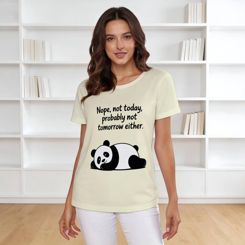Funny Lazy Panda Quote Women's T-Shirt for Casual Daily Wear