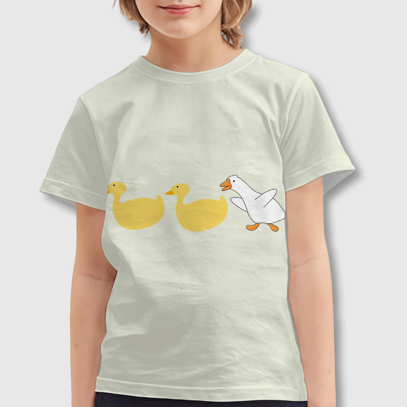 Cute Duck Goose Cartoon Short Sleeve T-Shirt for Kids Daily Wear