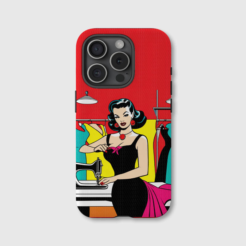 Retro Seamstress Pinup Magnetic iPhone Case for Sewing Lovers Birthday Gift