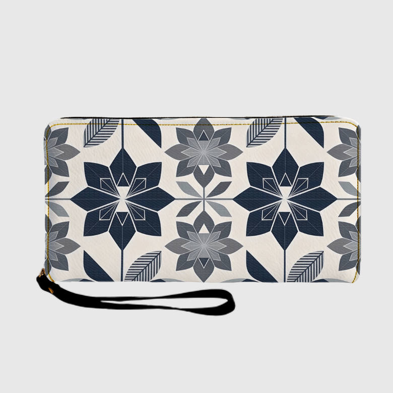 Published product example from Monochrome Geometric Floral Wallet