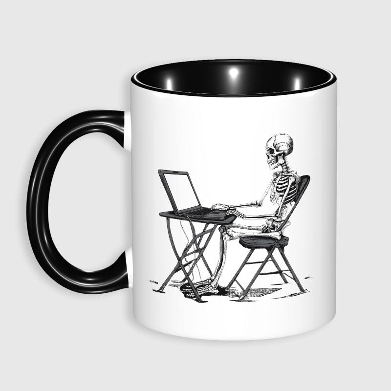 Funny Skeleton WFH Ceramic Mug for Remote Workers