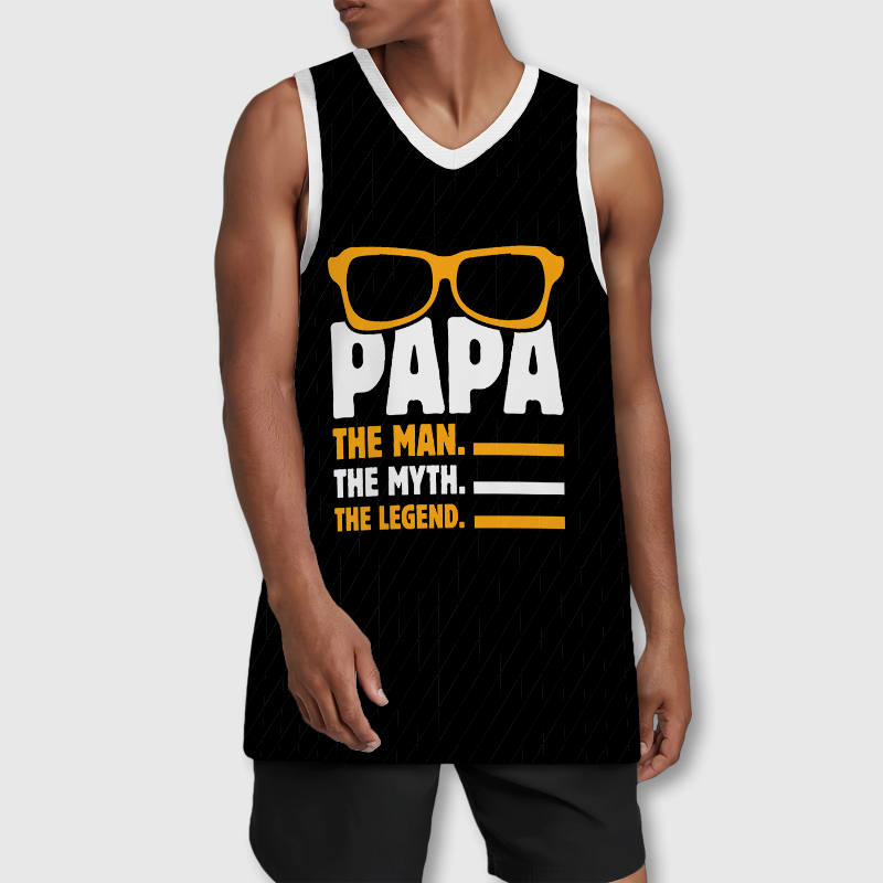 Papa Graphic Sleeveless Basketball Jersey for Dads Father's Day Gift