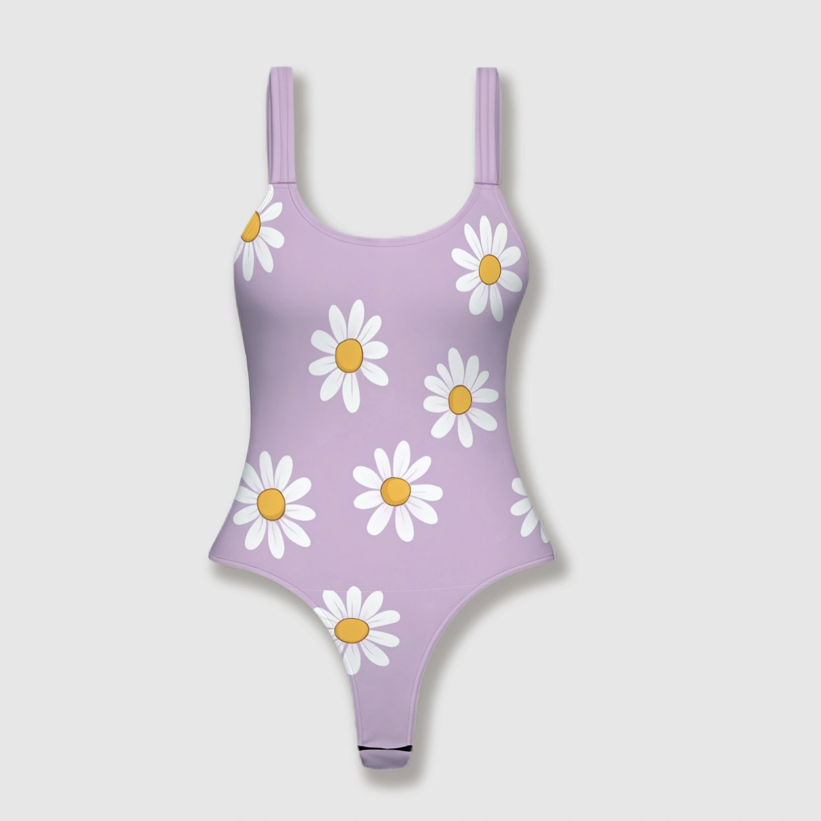 Daisy Print Thong One Piece Swimsuit for Women Summer Wear