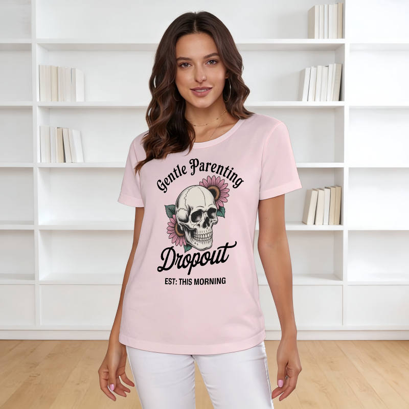 Funny Skull Floral Parenting T-Shirt for Mom Mother's Day Gift