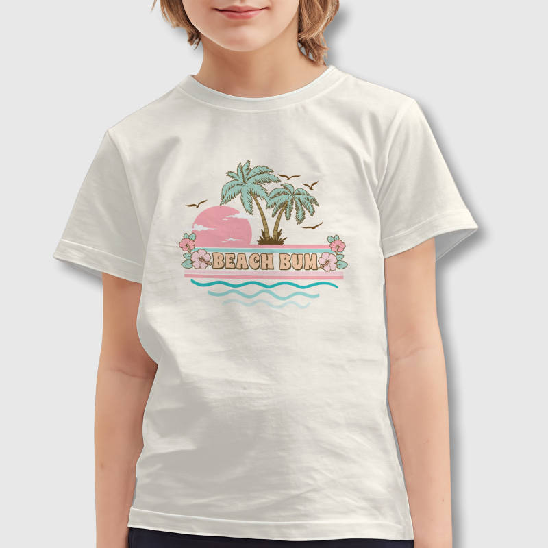 Beach Bum Tropical Kids T-Shirt for Summer Daily Wear