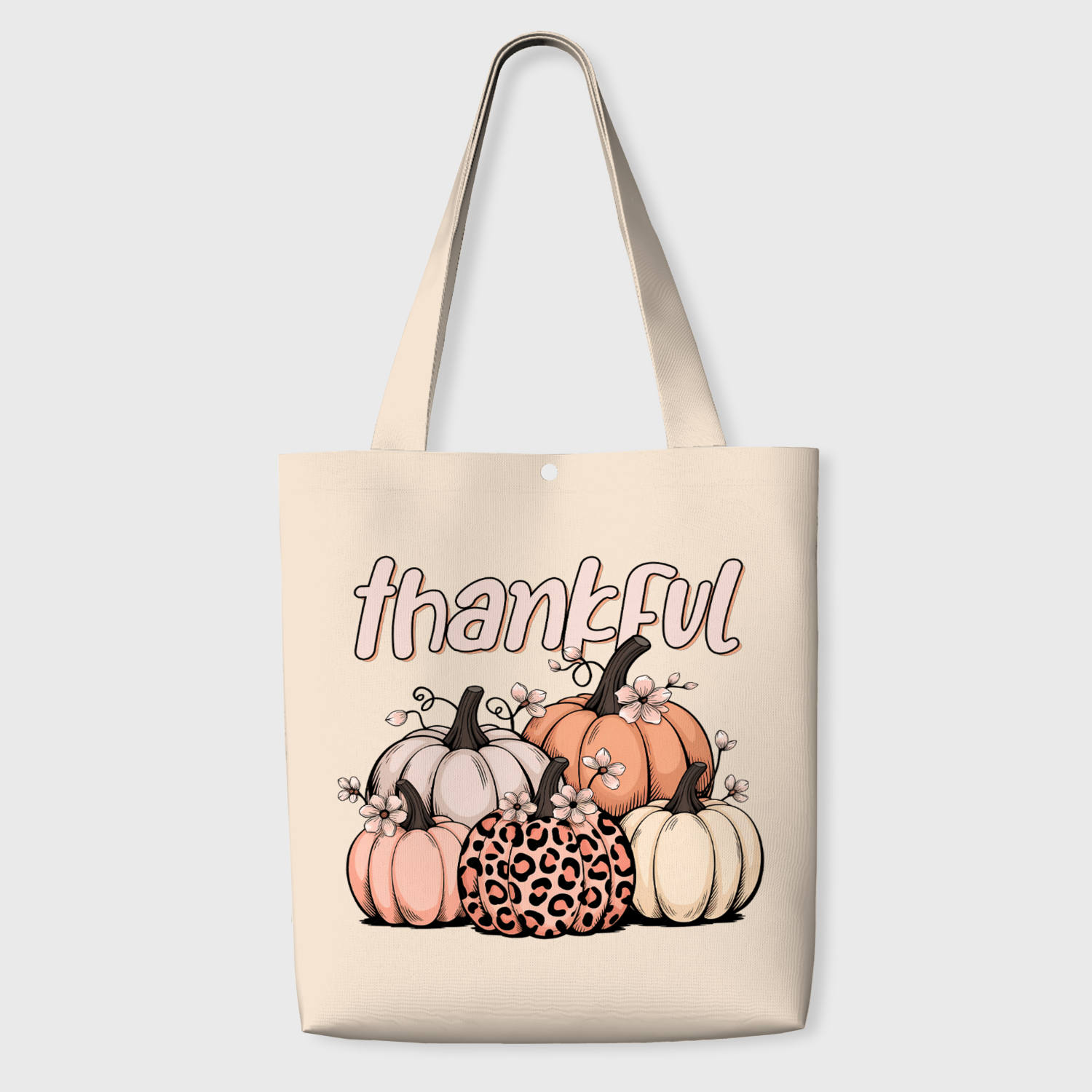 Thankful Leopard Pumpkin Tote Bag for Thanksgiving Daily Use