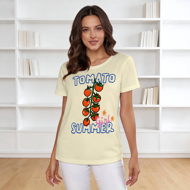 Tomato Girl Summer Print T-Shirt for Women Summer Casual Wear