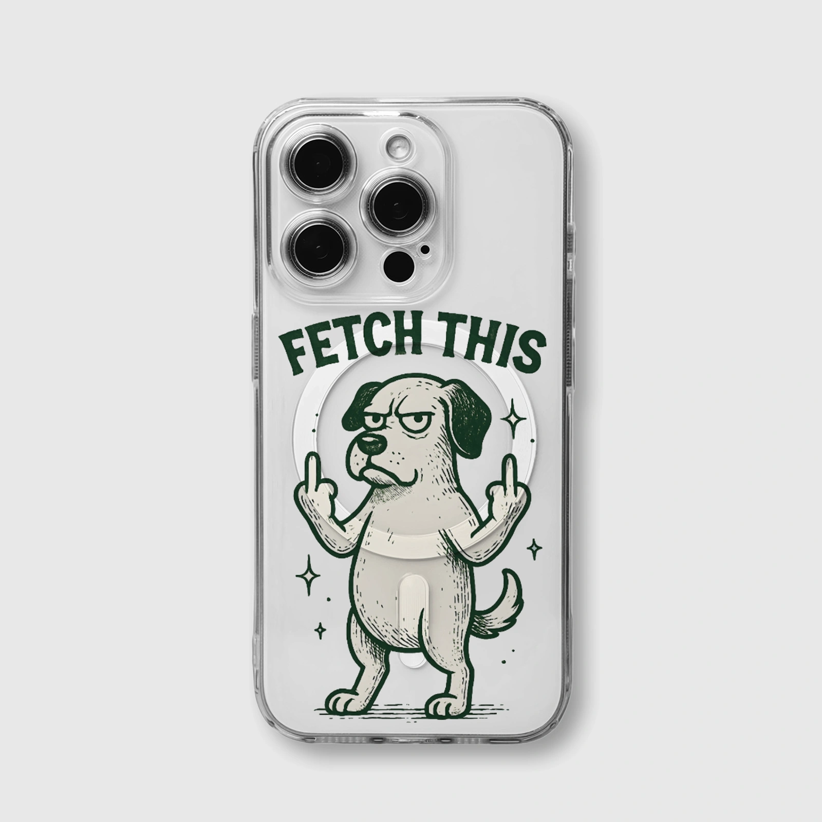 Funny Rude Dog Clear Magnetic iPhone Case | Snarky Gag Gift for Dog Lovers & Friends