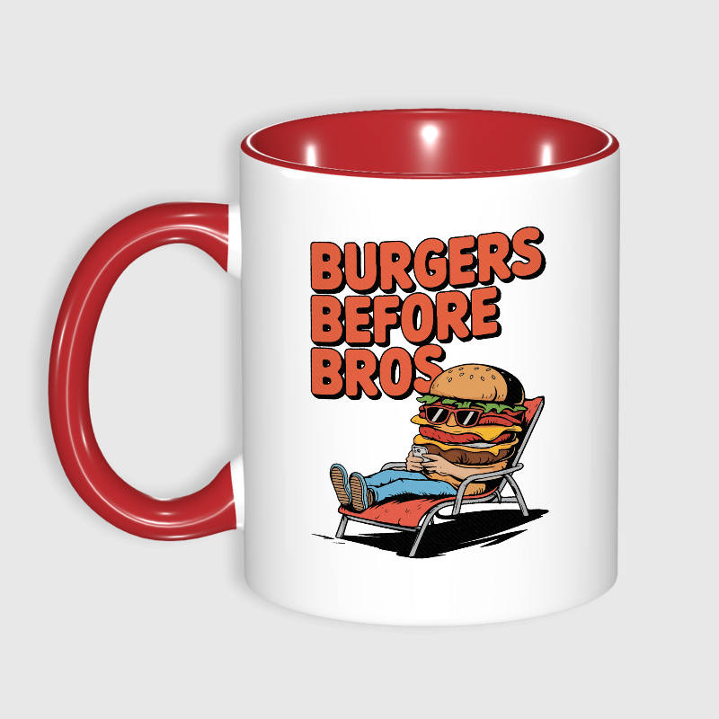 Funny Burger Quote Red Coffee Mug for Burger Lovers