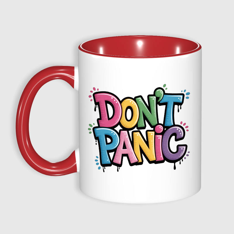 Funny 'Don't Panic' Quote Ceramic Coffee Mug for Friends Gift