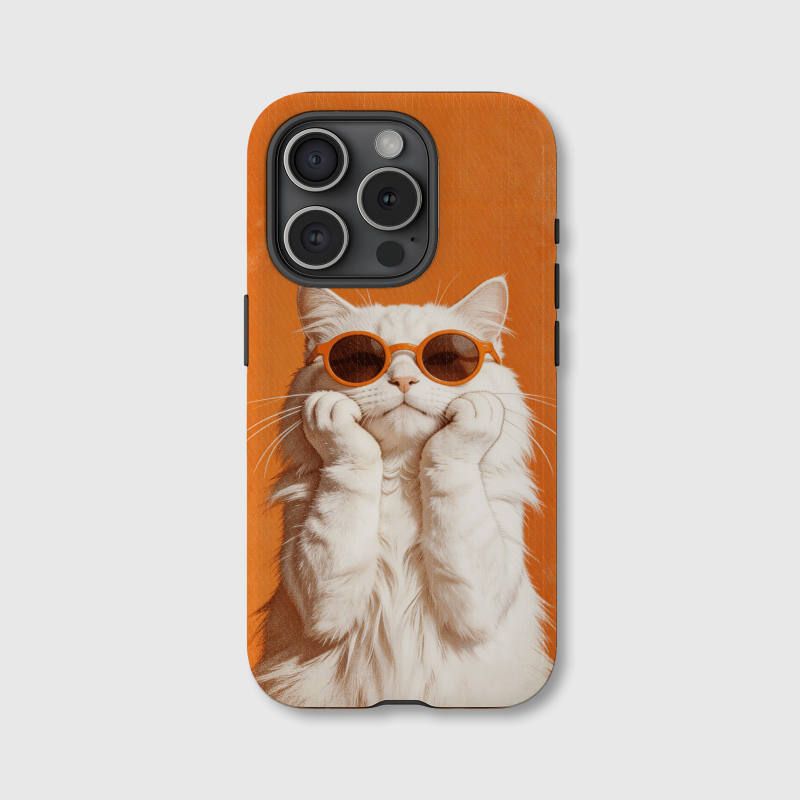 Fun Sunglasses White Cat Magnetic Phone Case for Cat Lovers Gifting & Daily Use