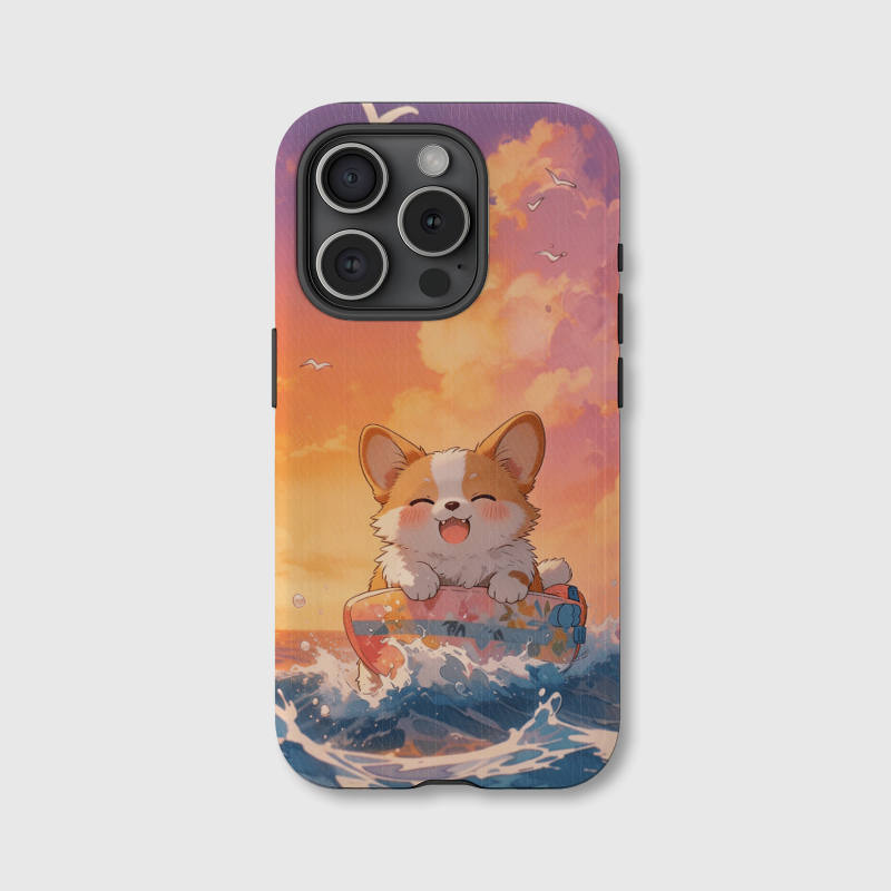 Cute Surfing Corgi Phone Case for Pet Lovers Summer Use